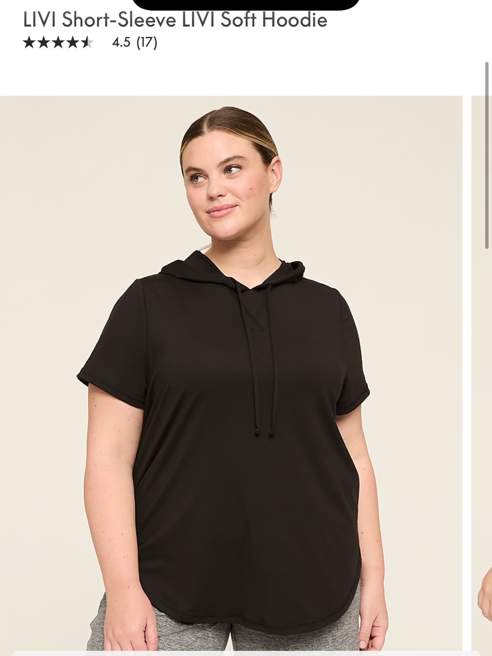 EUC Lane Bryant Livi Active Short-Sleeve Soft Hoodie - Black Size 26/28